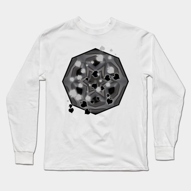 Spades on gray kaleidoscope Long Sleeve T-Shirt by hereswendy